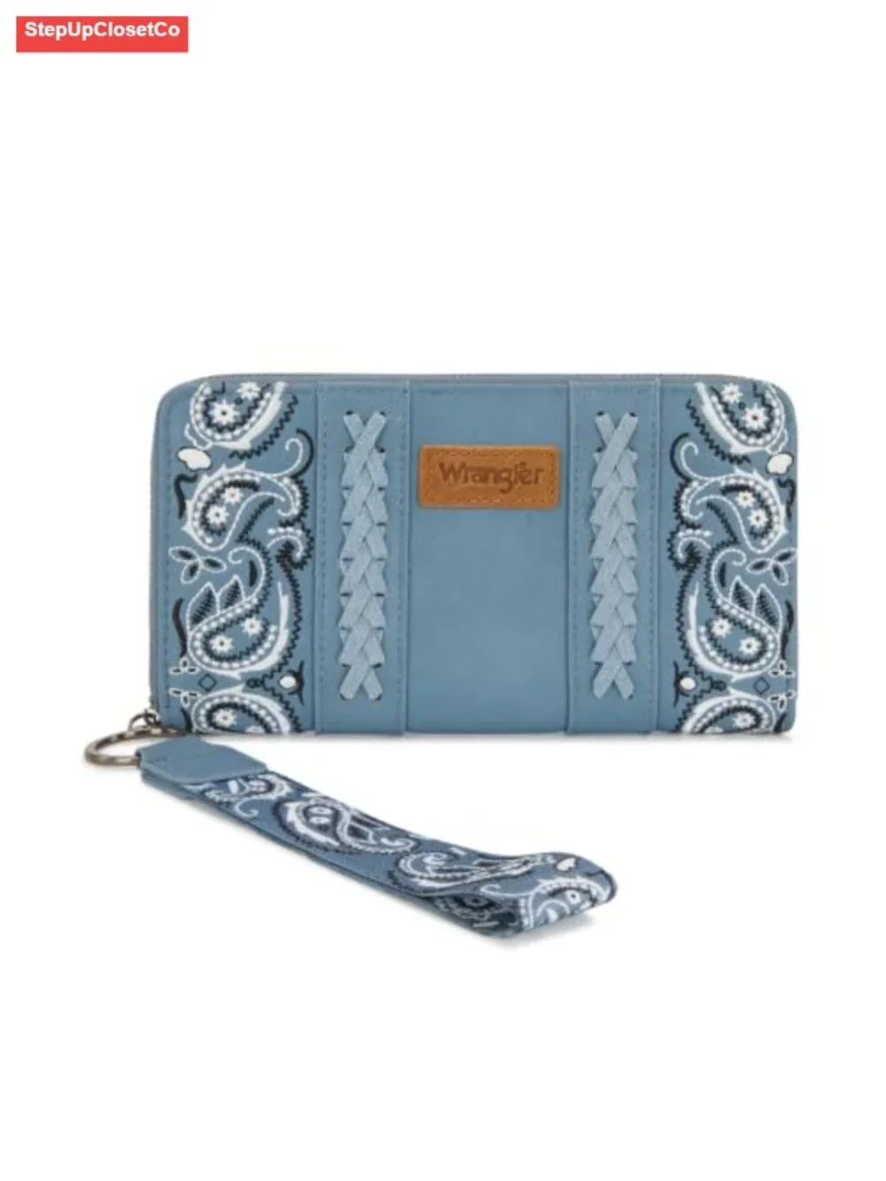 Western Paisley Wristlet Wallet Women PU Leather Zip Around Card Holder Clutch
